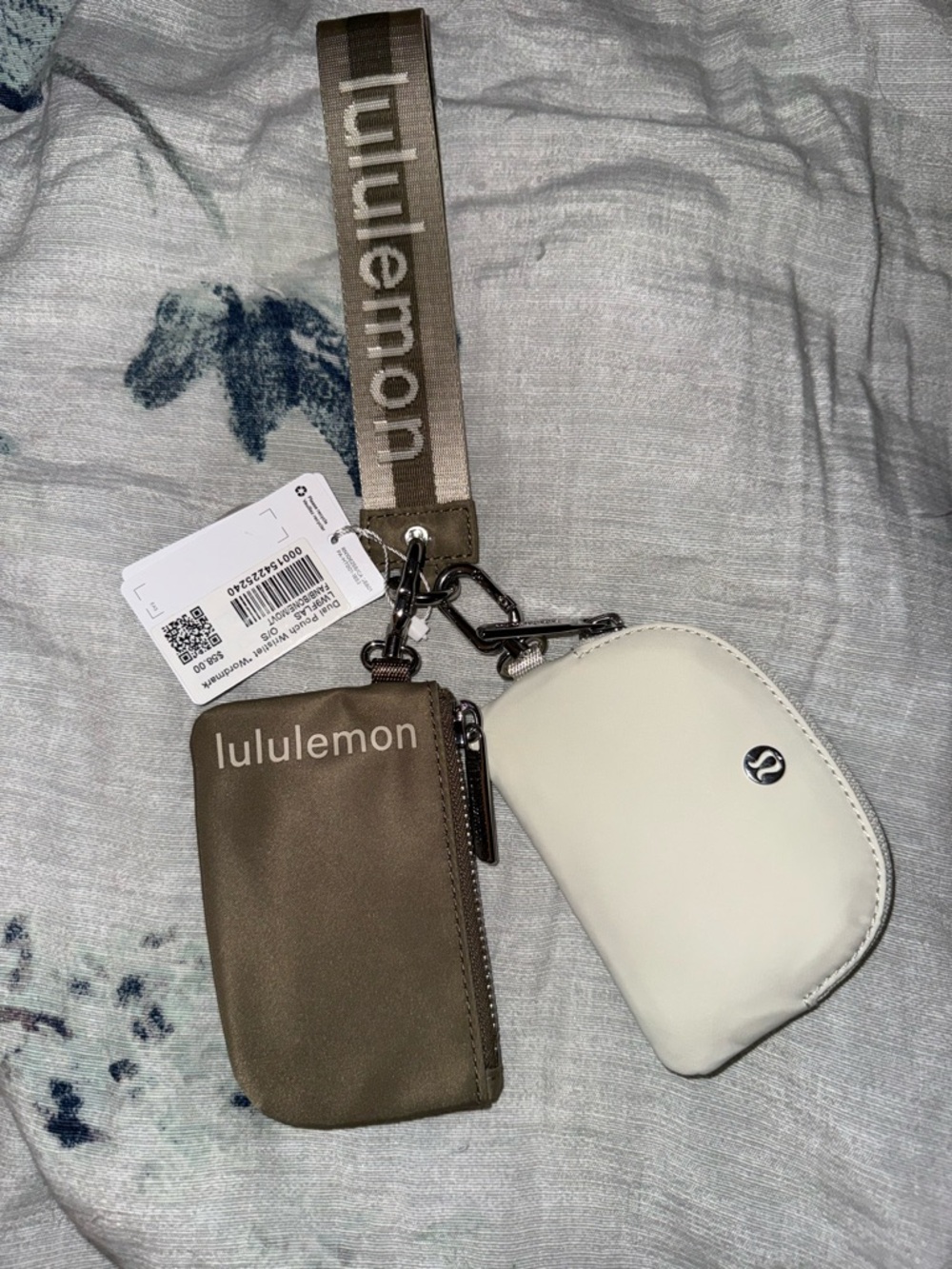 Lululemon Dual Pouch Wristlet Wordmark Fawn Beige/Bone/Mojave Tan